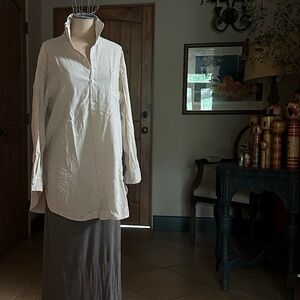 CP SHADES Cream Button-Up Tunic Shirt. Soft Baby Corduroy. Long Sleeve.